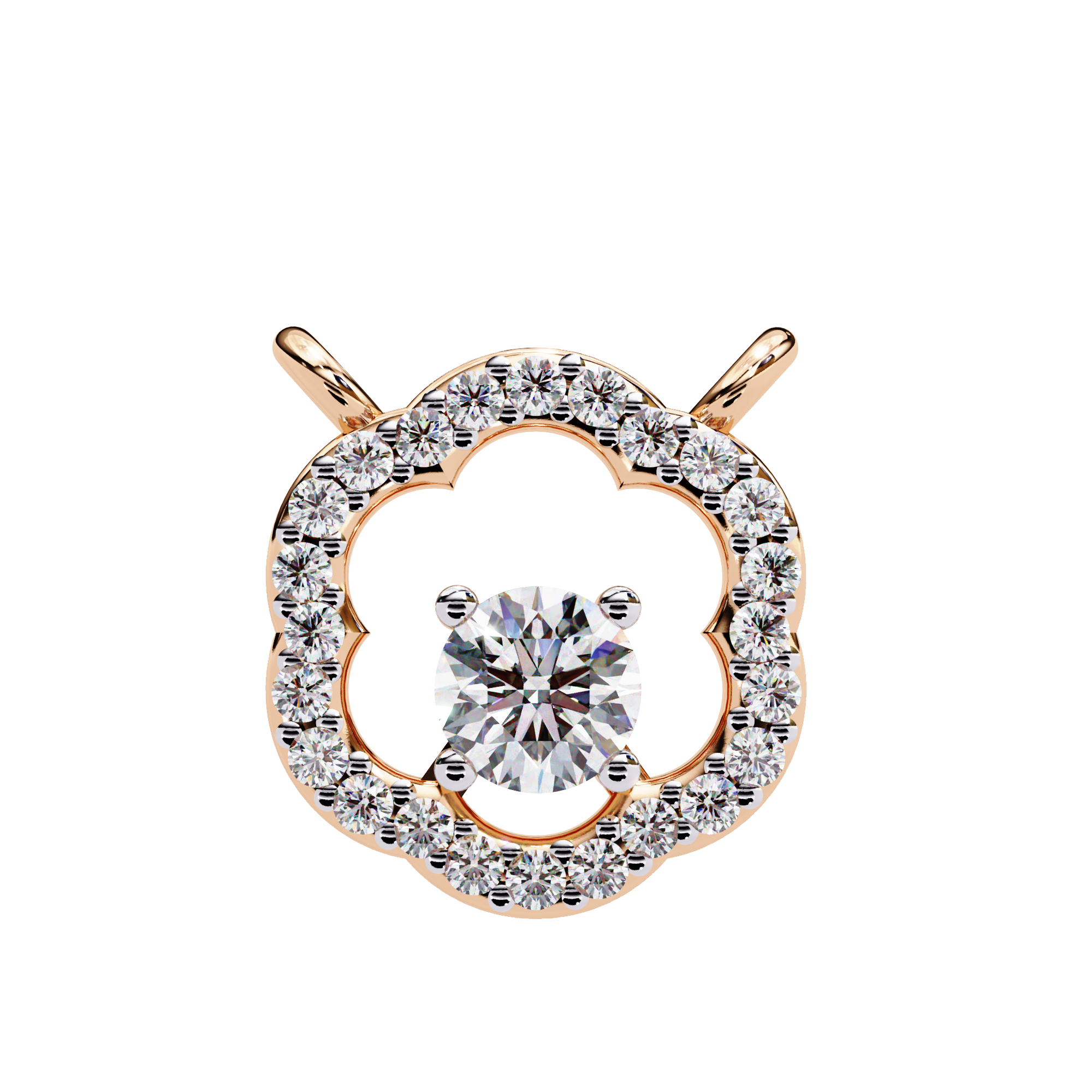 Solitairekart 0.31ct Natural Diamond Bloom Halo Pendant-HI Color, VS-SI Clarity
